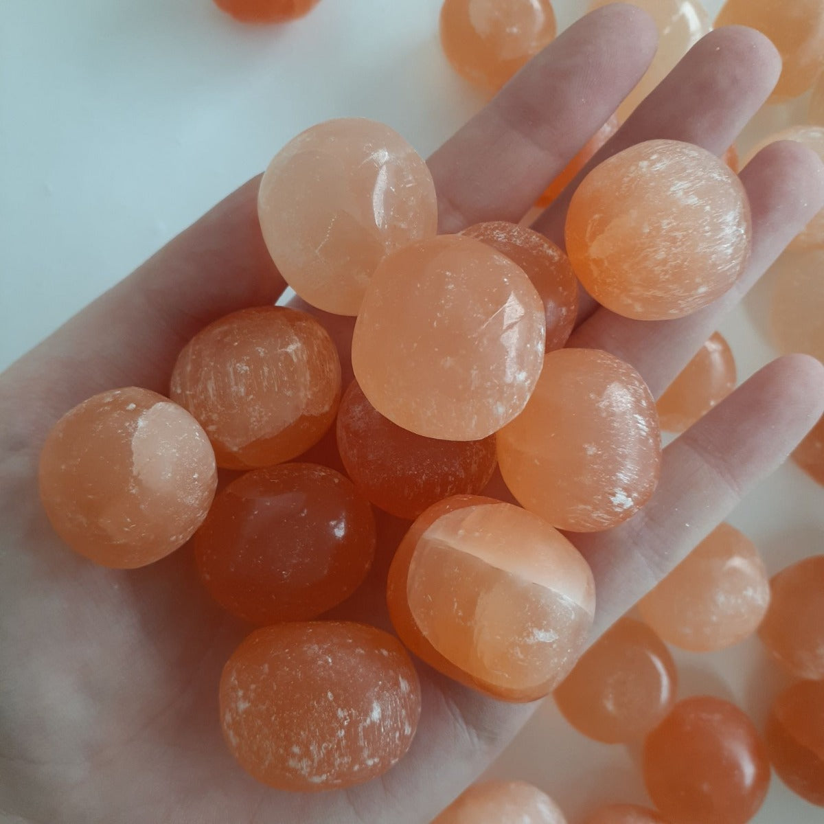 Selenite Tumbled - Orange 1KG Selenite Tumbled - Orange 1KG
